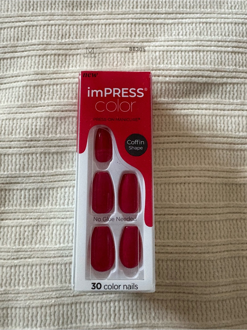 imPRESS Color Coffin Press-On Nails in Rich Red